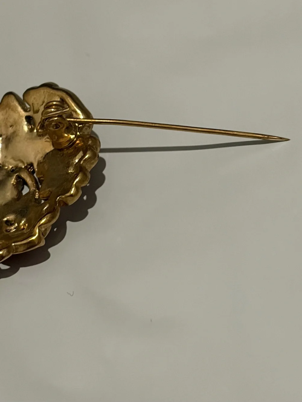 VTG Monet Enamel Brooch Butterfly Red Flower Heart Gold Tone Pin
